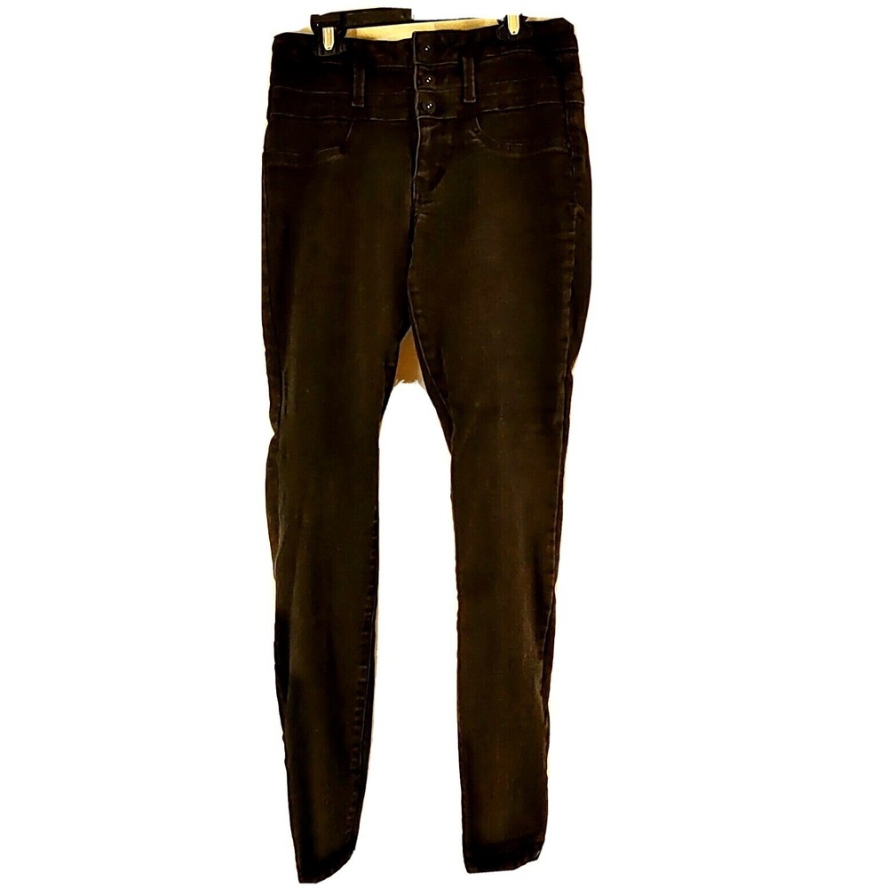 LEI Skinny Jeans 9 Juniors Grunge Edgy Norm Core Black Triple Button High Waist